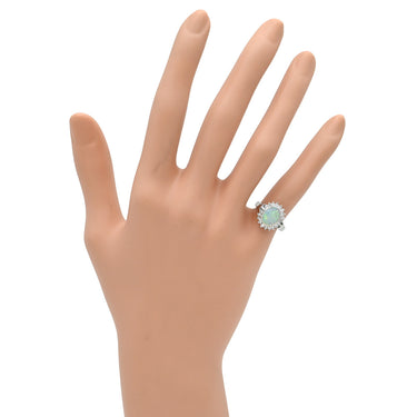 ノンブランド NON BRAND オパール ダイヤリング プラチナシルバー Pt900 オパール ダイヤモンド リング 指輪 5号