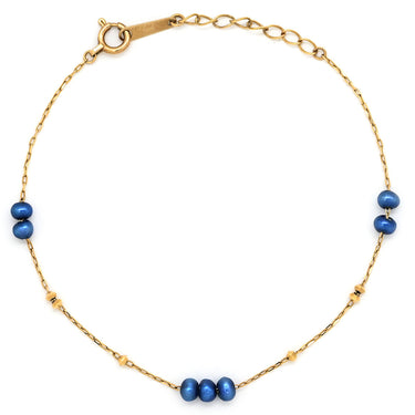 ノンブランド NON BRAND K10 色石ブレスレット イエローゴールド K10YG ブレスレット 青