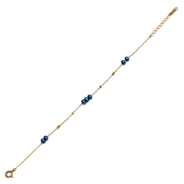 ノンブランド NON BRAND K10 色石ブレスレット イエローゴールド K10YG ブレスレット 青
