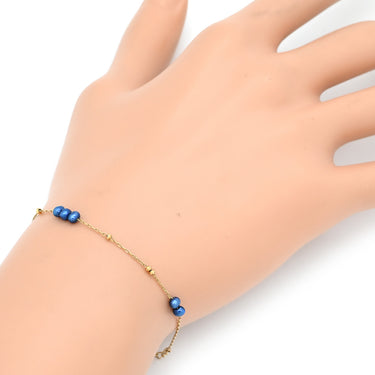 ノンブランド NON BRAND K10 色石ブレスレット イエローゴールド K10YG ブレスレット 青