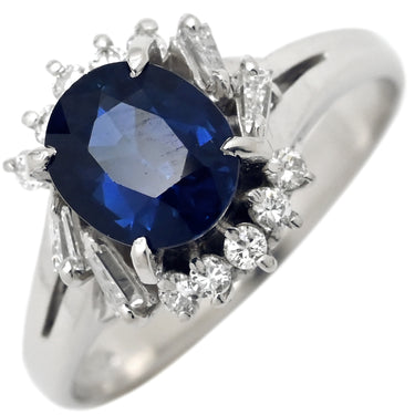 ノンブランド NON BRAND ブルーサファイア ダイヤリング プラチナシルバー Pt900 サファイア ダイヤモンド リング 指輪 青 12号