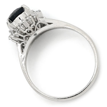 ノンブランド NON BRAND ブルーサファイア ダイヤリング プラチナシルバー Pt900 サファイア ダイヤモンド リング 指輪 青 12号