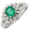 ノンブランド NON BRAND エメラルド ダイヤモンド リング プラチナシルバー Pt900 エメラルド ダイヤモンド リング 指輪 グリーン 緑 8号