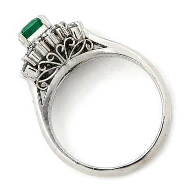 ノンブランド NON BRAND エメラルド ダイヤモンド リング プラチナシルバー Pt900 エメラルド ダイヤモンド リング 指輪 グリーン 緑 8号