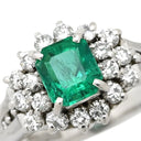 ノンブランド NON BRAND エメラルド ダイヤモンド リング プラチナシルバー Pt900 エメラルド ダイヤモンド リング 指輪 グリーン 緑 8号