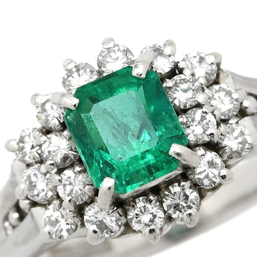 ノンブランド NON BRAND エメラルド ダイヤモンド リング プラチナシルバー Pt900 エメラルド ダイヤモンド リング 指輪 グリーン 緑 8号