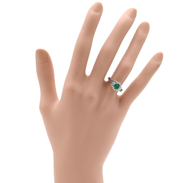 ノンブランド NON BRAND エメラルド ダイヤモンド リング プラチナシルバー Pt900 エメラルド ダイヤモンド リング 指輪 グリーン 緑 8号