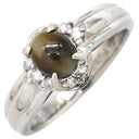 ノンブランド NON BRAND キャッツアイ ダイヤリング プラチナシルバー Pt850 クリソベリルキャッツアイ ダイヤモンド リング 指輪 猫目石 10.5号