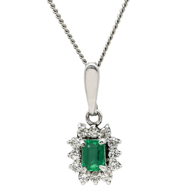 ノンブランド NON BRAND エメラルド ダイヤ プラチナシルバー Pt900 Pt850 エメラルド ダイヤモンド ネックレス プラチナ グリーン 緑 Pt850 スクエア ペンダント