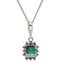 ノンブランド NON BRAND エメラルド ダイヤ プラチナシルバー Pt900 Pt850 エメラルド ダイヤモンド ネックレス プラチナ グリーン 緑 Pt850 スクエア ペンダント