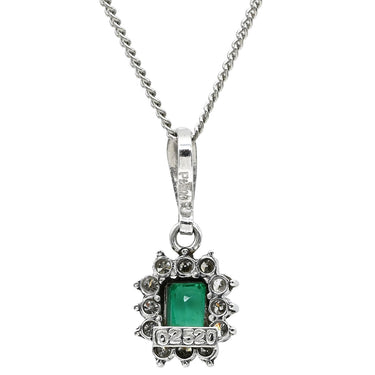 ノンブランド NON BRAND エメラルド ダイヤ プラチナシルバー Pt900 Pt850 エメラルド ダイヤモンド ネックレス プラチナ グリーン 緑 Pt850 スクエア ペンダント