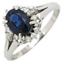 ノンブランド NON BRAND ブルーサファイア ダイヤリング プラチナシルバー Pt900 サファイア ダイヤモンド リング 指輪 青 16号