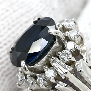 ノンブランド NON BRAND ブルーサファイア ダイヤリング プラチナシルバー Pt900 サファイア ダイヤモンド リング 指輪 青 16号