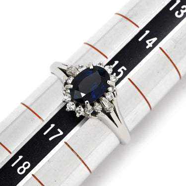 ノンブランド NON BRAND ブルーサファイア ダイヤリング プラチナシルバー Pt900 サファイア ダイヤモンド リング 指輪 青 16号