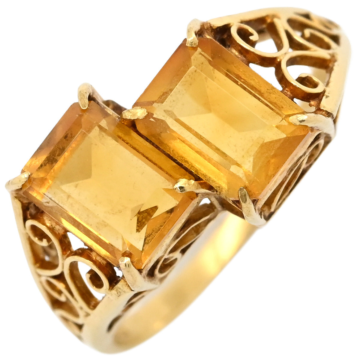 K18YG シトリン リング K18YG シトリン ペアシェイプリング シトリン