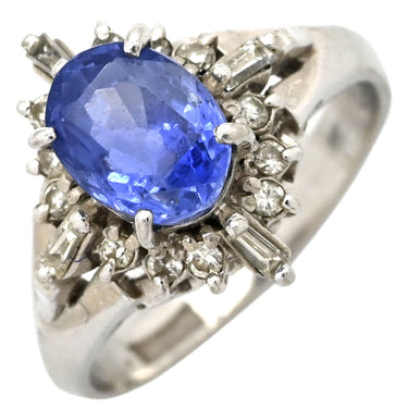 ノンブランド NON BRAND ブルーサファイア ダイヤリング プラチナシルバー Pt900 サファイア ダイヤモンド リング 指輪 青 Pm900 8号