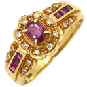 ノンブランド NON BRAND ルビー ダイヤ リング イエローゴールド K18YG ルビー ダイヤモンド リング 指輪 Au750 18K 18金 レッド 赤 ダイアモンド 12号