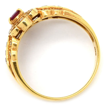 ノンブランド NON BRAND ルビー ダイヤ リング イエローゴールド K18YG ルビー ダイヤモンド リング 指輪 Au750 18K 18金 レッド 赤 ダイアモンド 12号