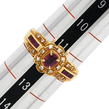 ノンブランド NON BRAND ルビー ダイヤ リング イエローゴールド K18YG ルビー ダイヤモンド リング 指輪 Au750 18K 18金 レッド 赤 ダイアモンド 12号