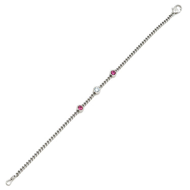 ノンブランド NON BRAND ホワイトゴールド×ピンクトルマリン K18WG ダイヤモンド ピンクトルマリン ブレスレット ダイヤブレスレット 750 ホワイトゴールド