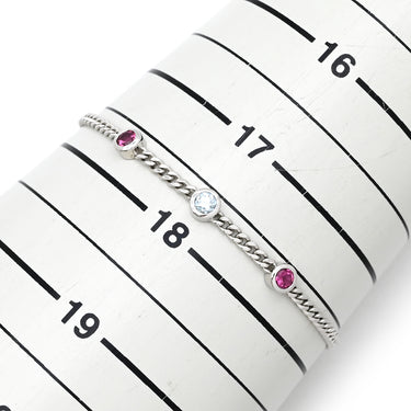 ノンブランド NON BRAND ホワイトゴールド×ピンクトルマリン K18WG ダイヤモンド ピンクトルマリン ブレスレット ダイヤブレスレット 750 ホワイトゴールド