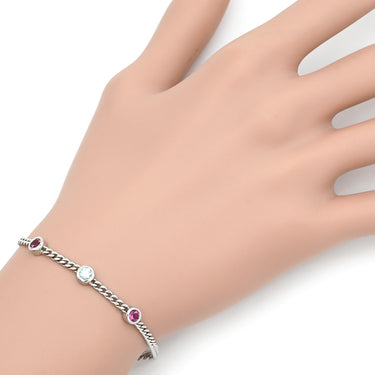 ノンブランド NON BRAND ホワイトゴールド×ピンクトルマリン K18WG ダイヤモンド ピンクトルマリン ブレスレット ダイヤブレスレット 750 ホワイトゴールド