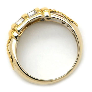 ノンブランド NON BRAND ダイヤ コンビリング イエローゴールドＸホワイトゴールド K18YG K18WG ダイヤモンド リング 指輪 バゲットダイヤ 9号