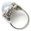 ノンブランド NON BRAND 白蝶パール ダイヤリング プラチナシルバー Pt900 パール ダイヤモンド リング 指輪 1粒 1P オーバル シルバー 10号