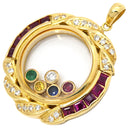 ノンブランド NON BRAND マルチカラー イエローゴールド×ルビーレッド K18YG ダイヤモンド ルビー 色石 ペンダントトップ