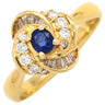 ノンブランド NON BRAND ブルーサファイア ダイヤリング イエローゴールド K18YG サファイア ダイヤモンド リング 指輪 18K 750 YG 10.5号