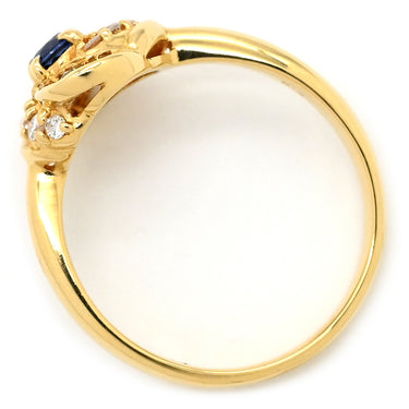 ノンブランド NON BRAND ブルーサファイア ダイヤリング イエローゴールド K18YG サファイア ダイヤモンド リング 指輪 18K 750 YG 10.5号