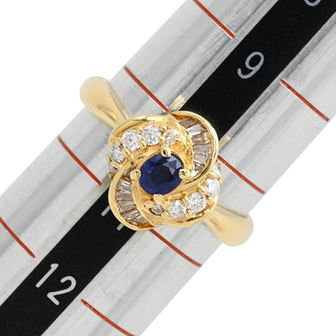 ノンブランド NON BRAND ブルーサファイア ダイヤリング イエローゴールド K18YG サファイア ダイヤモンド リング 指輪 18K 750 YG 10.5号