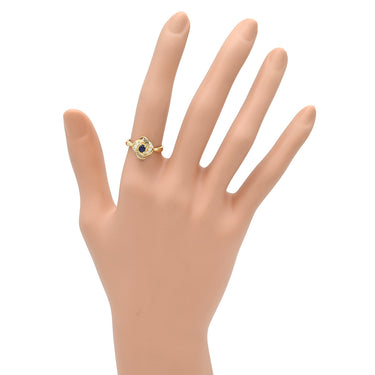 ノンブランド NON BRAND ブルーサファイア ダイヤリング イエローゴールド K18YG サファイア ダイヤモンド リング 指輪 18K 750 YG 10.5号