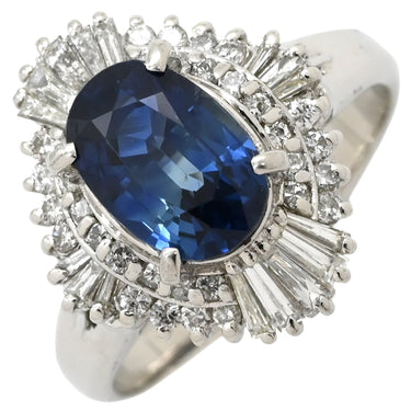 ノンブランド NON BRAND ブルーサファイア ダイヤリング プラチナシルバー Pt900 サファイア ダイヤモンド リング 指輪 青 14号