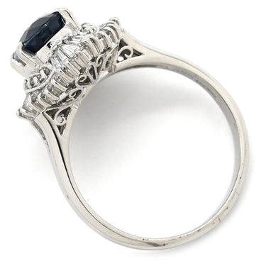 ノンブランド NON BRAND ブルーサファイア ダイヤリング プラチナシルバー Pt900 サファイア ダイヤモンド リング 指輪 青 14号