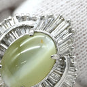 ノンブランド NON BRAND キャッツアイ ダイヤリング プラチナシルバー Pt900 クリソベリルキャッツアイ ダイヤモンド リング 指輪 猫目石 14.5号