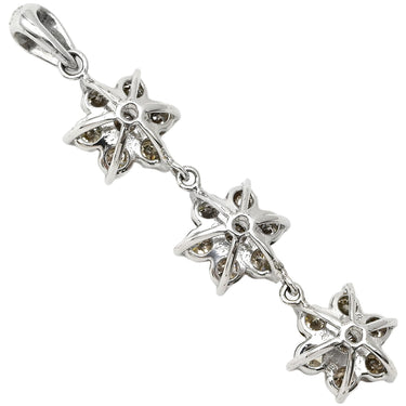 ノンブランド NON BRAND ブラウンダイヤ ホワイトゴールド K18WG ダイヤモンド ペンダントトップ フラワーモチーフ 3連 3石 ネックレストップ ドロップ