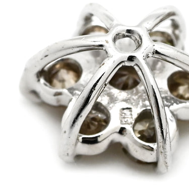 ノンブランド NON BRAND ブラウンダイヤ ホワイトゴールド K18WG ダイヤモンド ペンダントトップ フラワーモチーフ 3連 3石 ネックレストップ ドロップ