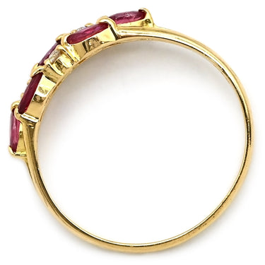 ノンブランド NON BRAND ルビー ダイヤリング イエローゴールド K18YG ルビー ダイヤモンド リング 指輪 レッド 赤 11号