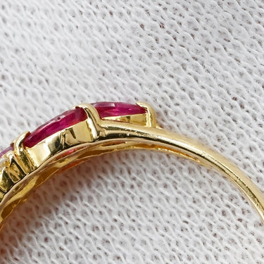 ノンブランド NON BRAND ルビー ダイヤリング イエローゴールド K18YG ルビー ダイヤモンド リング 指輪 レッド 赤 11号