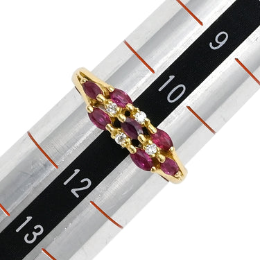 ノンブランド NON BRAND ルビー ダイヤリング イエローゴールド K18YG ルビー ダイヤモンド リング 指輪 レッド 赤 11号
