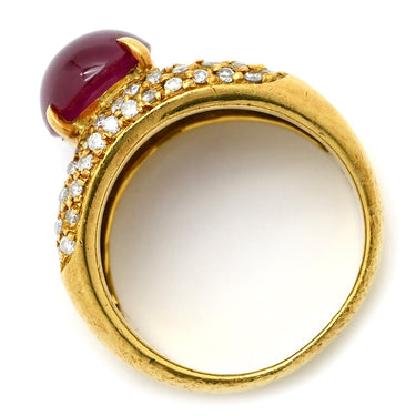 ノンブランド NON BRAND ルビー ダイヤリング イエローゴールド K18YG ルビー ダイヤモンド リング 指輪 レッド 赤 9号