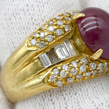 ノンブランド NON BRAND ルビー ダイヤリング イエローゴールド K18YG ルビー ダイヤモンド リング 指輪 レッド 赤 9号