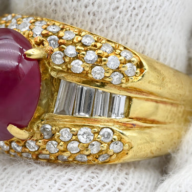 ノンブランド NON BRAND ルビー ダイヤリング イエローゴールド K18YG ルビー ダイヤモンド リング 指輪 レッド 赤 9号