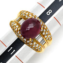 ノンブランド NON BRAND ルビー ダイヤリング イエローゴールド K18YG ルビー ダイヤモンド リング 指輪 レッド 赤 9号