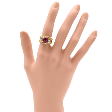 ノンブランド NON BRAND ルビー ダイヤリング イエローゴールド K18YG ルビー ダイヤモンド リング 指輪 レッド 赤 9号