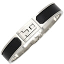 エルメス HERMES バングル ジェット ブラック×シルバー メタル エナメル ブレスレット H