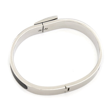 エルメス HERMES バングル ジェット ブラック×シルバー メタル エナメル ブレスレット H