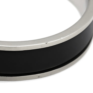 エルメス HERMES バングル ジェット ブラック×シルバー メタル エナメル ブレスレット H