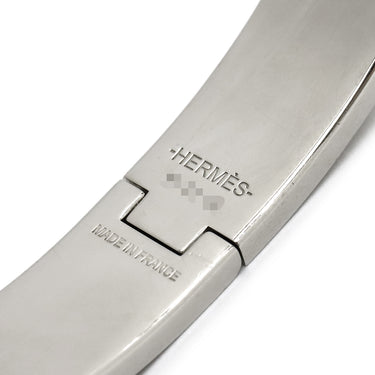 エルメス HERMES バングル ジェット ブラック×シルバー メタル エナメル ブレスレット H